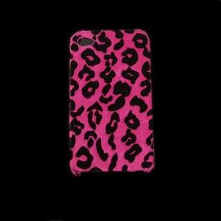 Hot Pink Leopard Furry Skin Cover Case for iPhone 4S 4G  