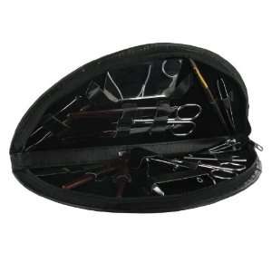 Manicure Kit (MMS17)   15 Piece Black Leather Manicure Set   For Men 