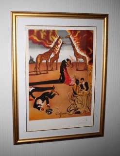 Signed SALVADOR DALI Art LITHO, UACC, Museum Frame, COA, Burning 