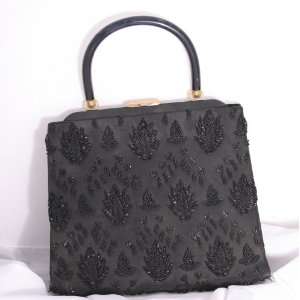 Vintage 1930s Handbag Black with sequins Nice Condition