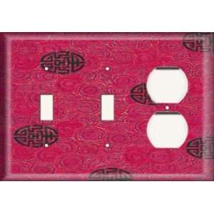   / One Duplex Receptacle Plate   Red / Black Design