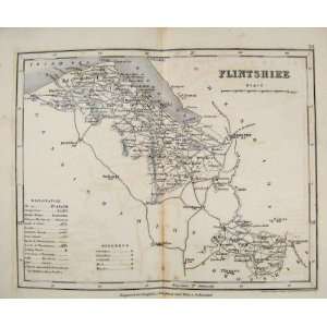  Dugdale C1840 Map Flintshire England Antique Print