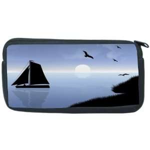 Sail Boat Silhouette on Lake Design Neoprene Pencil Case   pencilcase 