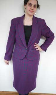Vtg 80s Pendleton Houndstooth Wool Blazer Skirt Suit 10  