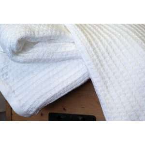  White Rib 100% White Cotton Blanket Made in USA by Brahms 