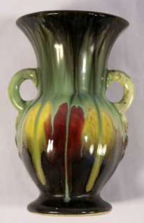 Vintage European Pottery Mini Vase Handles Drip Glaze 404 German 