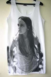Kate Moss Hippie Girl Smoking Indie Rock Tank T Shirt S  