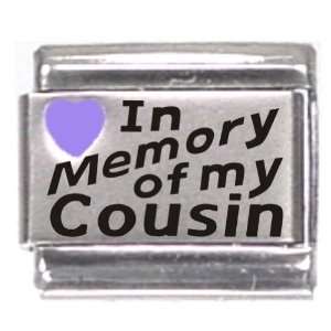  In Memory Of My Cousin Purple Heart Laser Italian Charm 