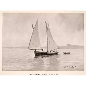  Sail Boat Sailboat Ship Lake Art   Original Halftone Print Home