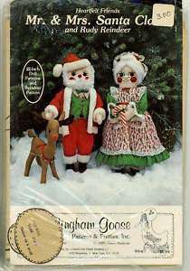 Gingham Goose Mr. & Mrs.Santa & Rudy Reindeer Pattern  