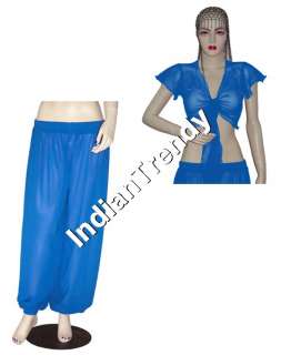 Turquoise Harem Pant Ruffle Top Choli Belly Dance Club  