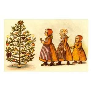  Amish Children with Spare Christmas Tree Premium Poster 