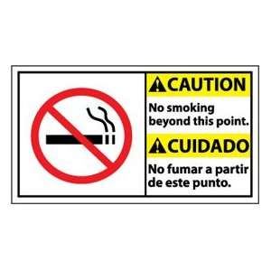 Bilingual Plastic Sign   Caution No Smoking Beyond This Point  