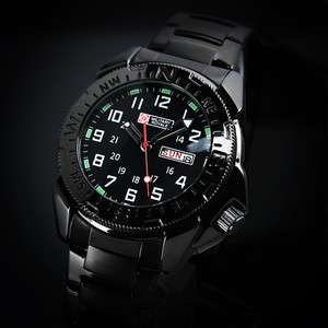 new MILITARY ROYALE black stainless steel strap pilot army sport mens 