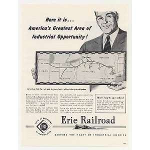  1949 Erie Railroad IL IN OH PA NY NJ Industrial Map Print 