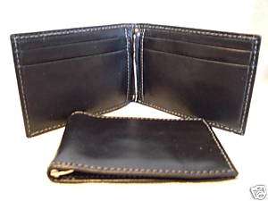Leather Mens Black Slim Bifold Wallet  