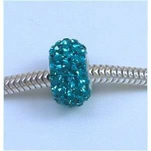   ZIRCON Teal Crystal Pave European Charm Bead Arts, Crafts & Sewing