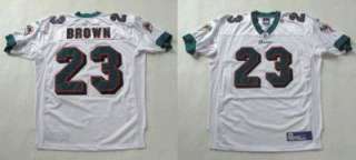 AUTHENTIC RBK MIAMI DOLPHINS RONNIE BROWN WHITE ROAD JERSEY 58  