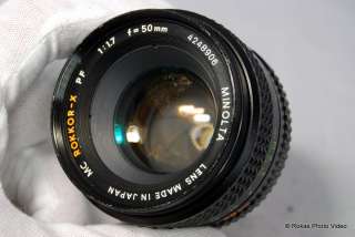 Minolta MC Rokkor X PF 50mm f1.7 lens manual focus B+ 043325400308 