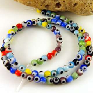 New 4mm Mixed Evil Eye Glass Round Loose Beads 1 Strand  
