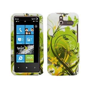 Green Vine Butterfly Rubber Coating Hard Case Cover Faceplate for Htc 