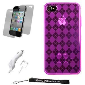  Magenta Durable TPU Skin Cover Case with Back Argyle 