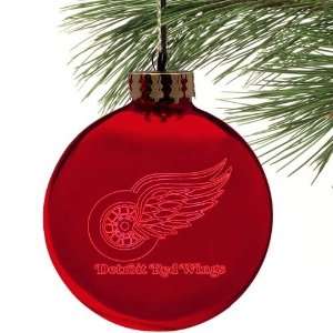  Detroit Red Wings Red Etched Laser Light Ornament Sports 