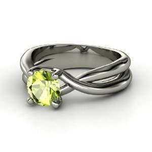 Entwined Ring, Round Peridot 14K White Gold Ring Jewelry