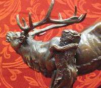 Marble Bronze Sculpture Statue Figure Rock Buck Deer Elk Stag Moose 