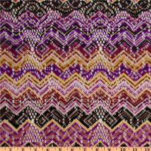  60 Wide Designer Chevron Lace Purple/Tan Fabric By The 