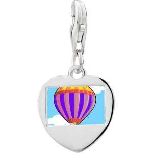   Gold Plated Travel Beauty Of Hot Air Balloon Photo Heart Frame Charm