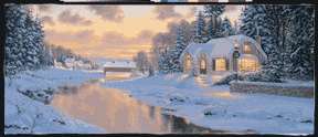 Derk Hansen cottage Christmas print PEACEFUL EVENING  