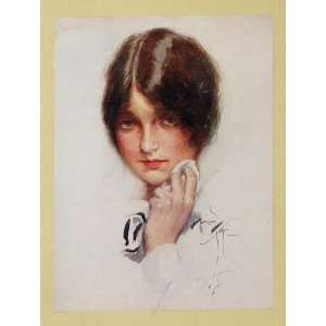  1914 Color Print Portrait Woman Head Harrison Fisher 