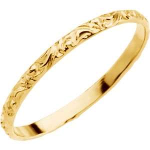  14K Yellow Gold Youth Etched Ring Jewelry