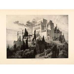  1900 Print Villa Jovis Roman Italy Emperor City Castle Palace 