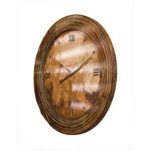 Clock   Round with Textured Distressed Face and Frame, Roman Numerals 