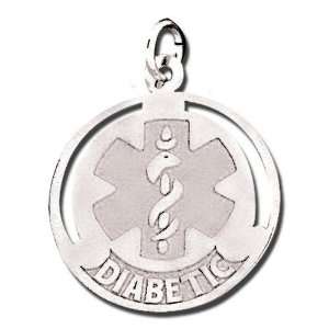   Sterling Silver Round Diabetic Medical Id Charm Or Pendant Jewelry