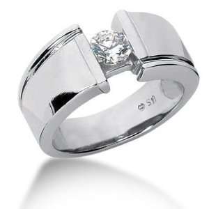  Men s Platinum Diamond Ring 1 Round Stone 112PLAT MDR334 