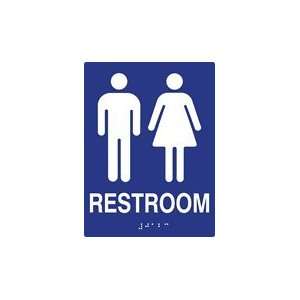   Restroom Wall Sign   6x8   With Tactile Text Braille