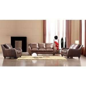  Napoli 3 Piece Leather Sofa Set in Brown