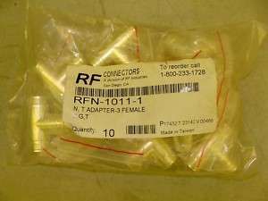 RFT 1011 1 Lot of 5 T Adapter 3 Female N Connectors, 5a  