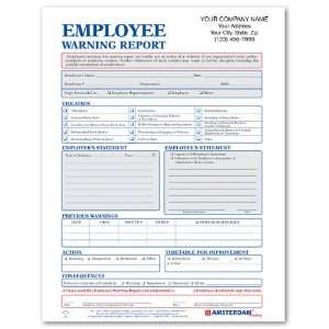  Custom Printed Employee Warning Report   1 Part   Min 