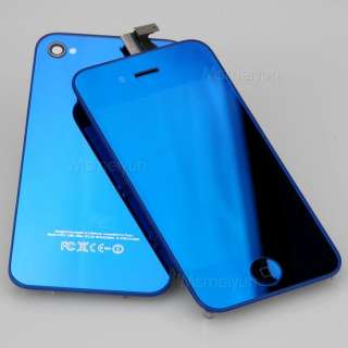 Mirror Blue Digitizer LCD Assembly+Housing IPhone 4 4G  