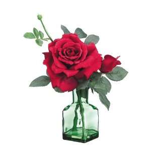  14 Rose in Glass Vase Red (Pack of 6)