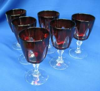 FRENCH CRYSTAL & RUBY RED WATER GOBLETS  