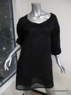 Fendi Black Long Sleeve Puckered Neck Dress 38  
