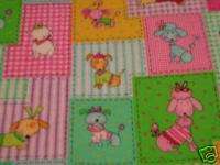 Handmade fitted flannel crib sheet bright color poodles  