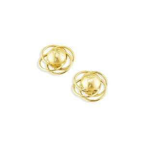    14k Yellow Gold Diamond Cut Bead Rings Planet Earrings Jewelry
