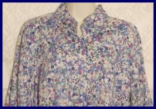 NWT L XL 2X Floral Print Organic Cotton Shirt Blouse  