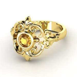    Winter Palace Ring, Round Citrine 14K Yellow Gold Ring Jewelry